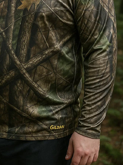 Men's Outdoor Sun Protection Breathable Cool Hunting Camouflage Mask Hooded Sun Protection Long-Sleeved Top
