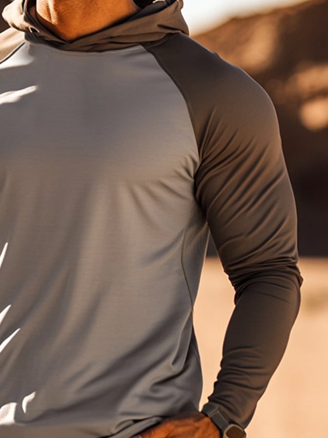 Men's Outdoor Sun Protection Cool Hooded Sun Protection Long Sleeve Top