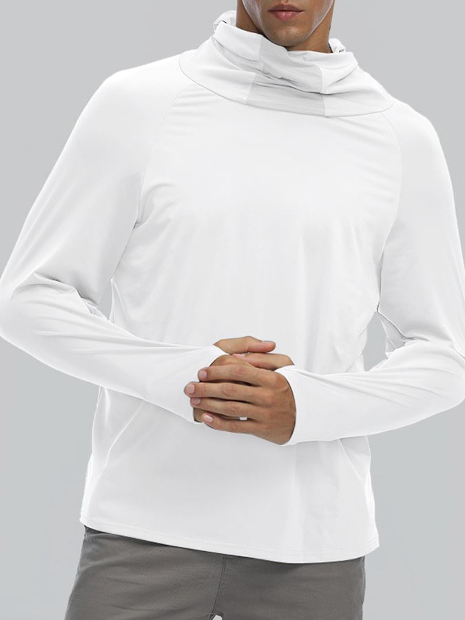 Men's Outdoor Sun Protection Breathable Cool Mask Hooded Sun Protection Long-Sleeved Top