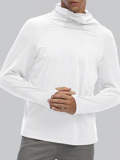 Men's Outdoor Sun Protection Breathable Cool Mask Hooded Sun Protection Long-Sleeved Top