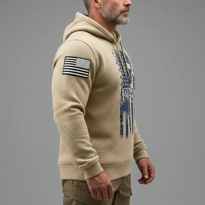 Viking skull American street casual waffle knit hoodie