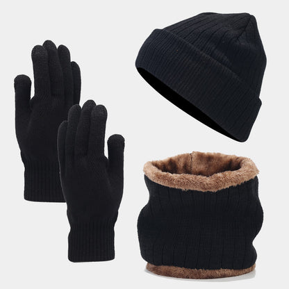 Unisex Christmas Hat, Scarf, Gloves And Velvet Knitted Suit