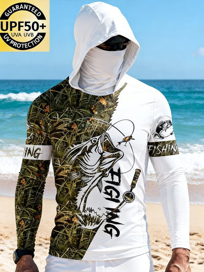 Men's Outdoor Sun Protection Breathable Cool Hooded Sun Protection Long-Sleeved Top