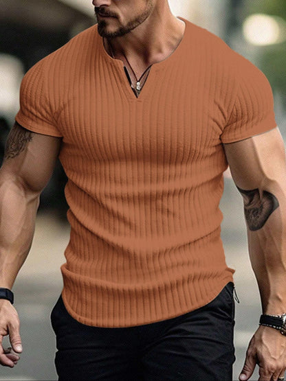 Men's Textured V-Neck T-Shirt
