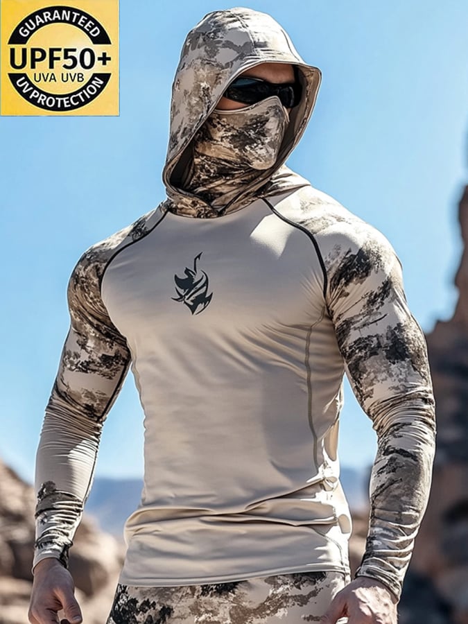 Men's Outdoor Sun Protection Breathable Cool Hooded Sun Protection Long Sleeve Top