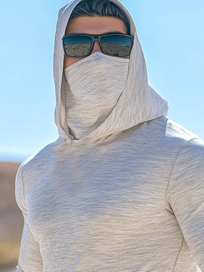 Men's Outdoor Sun Protection Breathable Cool Mask Hooded Sun Protection Long-Sleeved Top