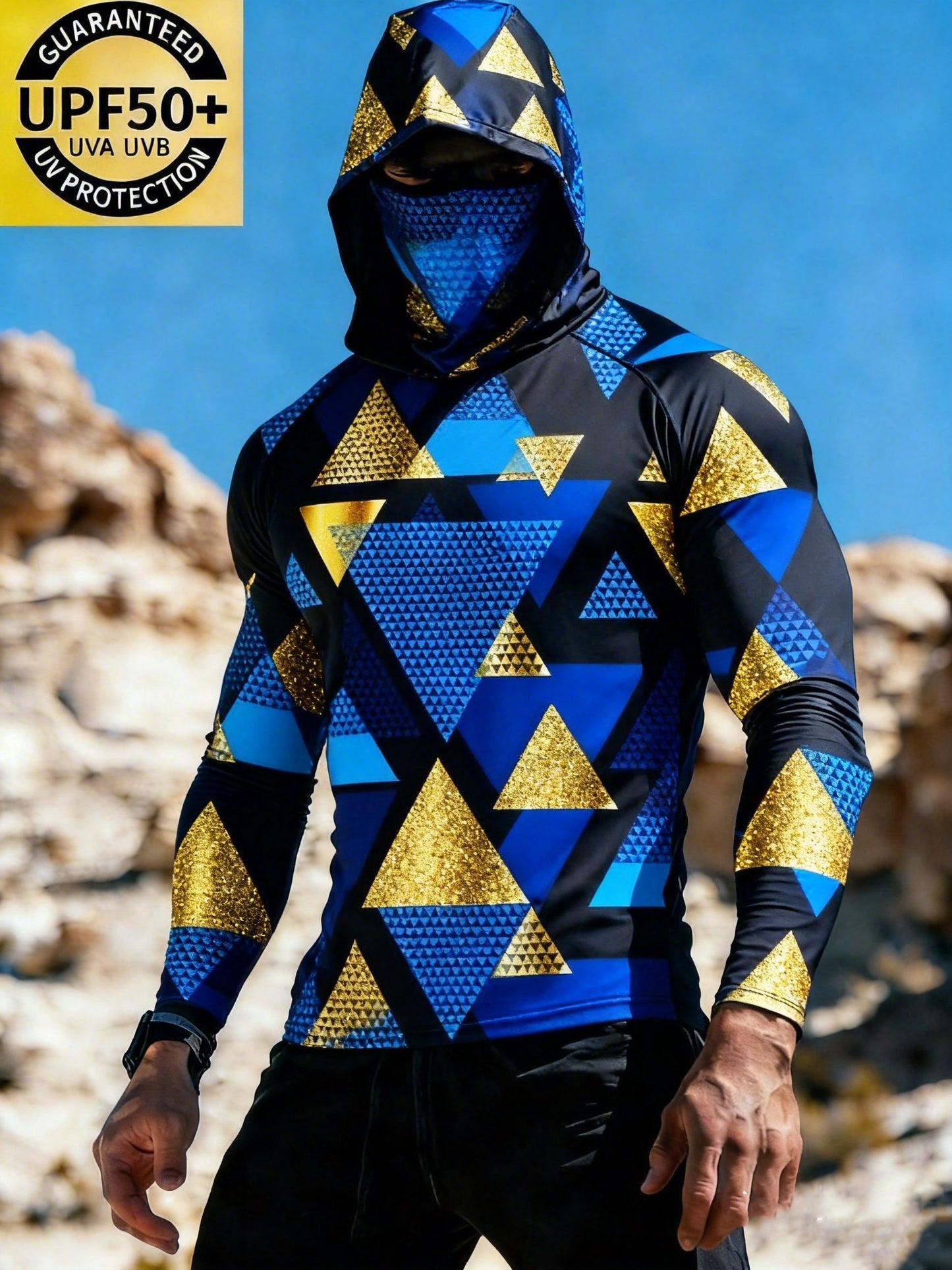 Men's Mechanical Lines Sun Protection Print Top