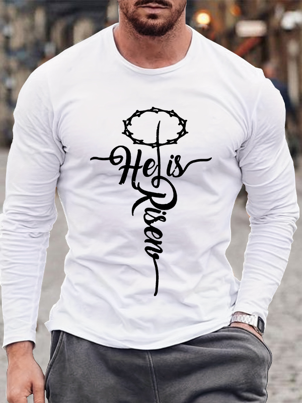 He Is Risen Christian Cotton Long Sleeve T-Shirt