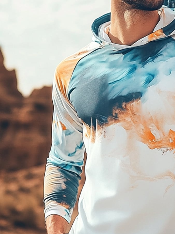 Men's Outdoor Sun Protection Cool Hooded Sun Protection Long Sleeve Top