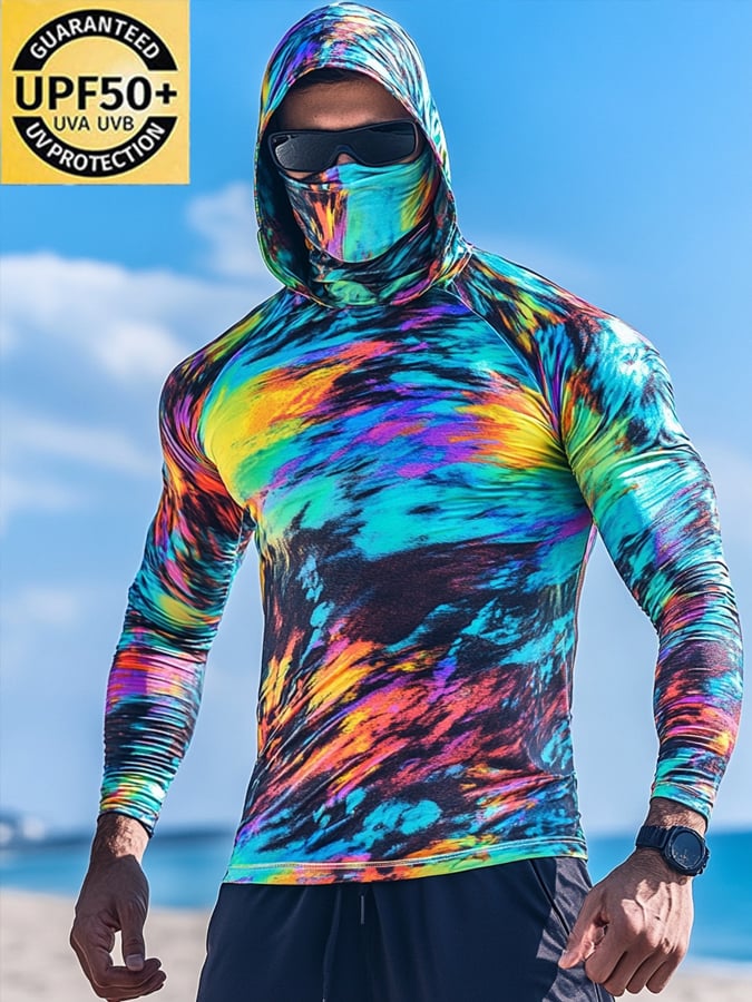 Men's Outdoor Sun Protection Breathable Cool Hooded Sun Protection Long-Sleeved Top