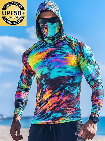 Men's Outdoor Sun Protection Breathable Cool Hooded Sun Protection Long-Sleeved Top