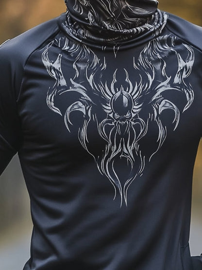 Men's Outdoor Sun Protection Breathable Cooling Mask Hooded Sun Protection Long-Sleeved Top