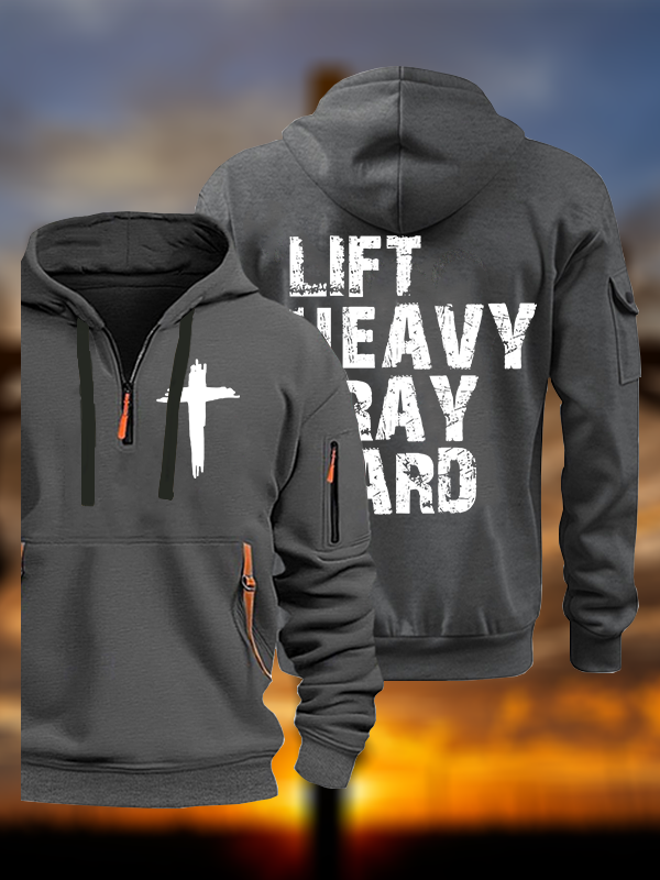 Lift Heavy Pray Hard Gym Jesus God Christian Zipper Hoodies