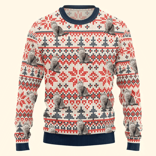 Pet Funny Faces Christmas Gift For Pet Lovers Ugly Red Navy Khaki Sweater