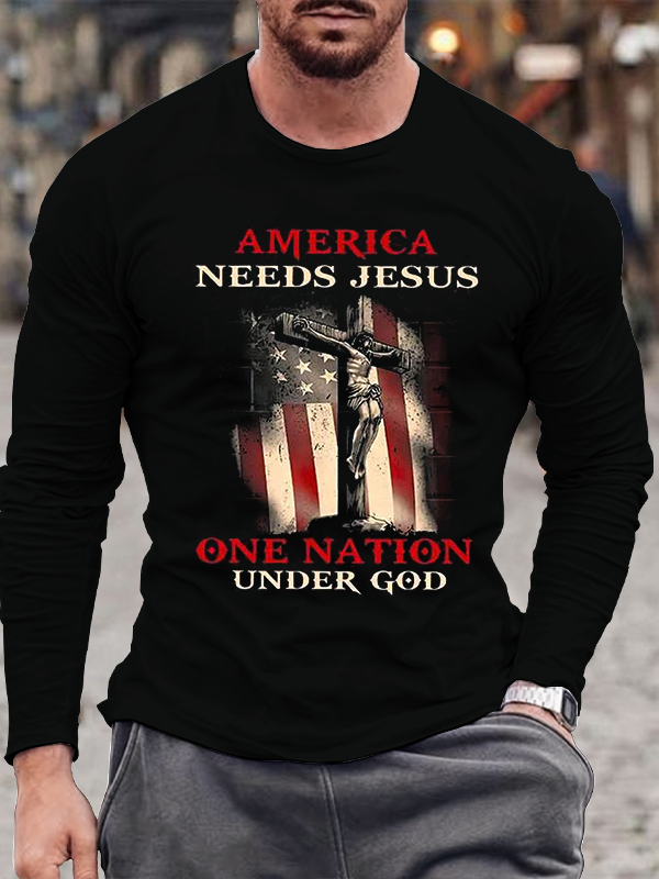America Needs Jesus One Nation Under God Long Sleeve T-Shirt