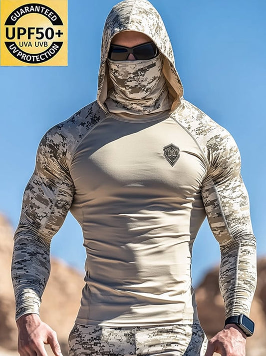 Men's Outdoor Sun Protection Breathable Cool Hooded Sun Protection Long Sleeve Top