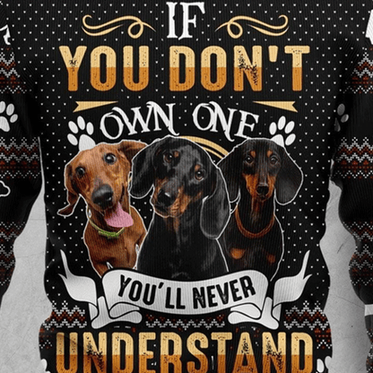 Unisex 3D Dachshund Through The Snow Christmas Funny Black Ugly Sweatshirt