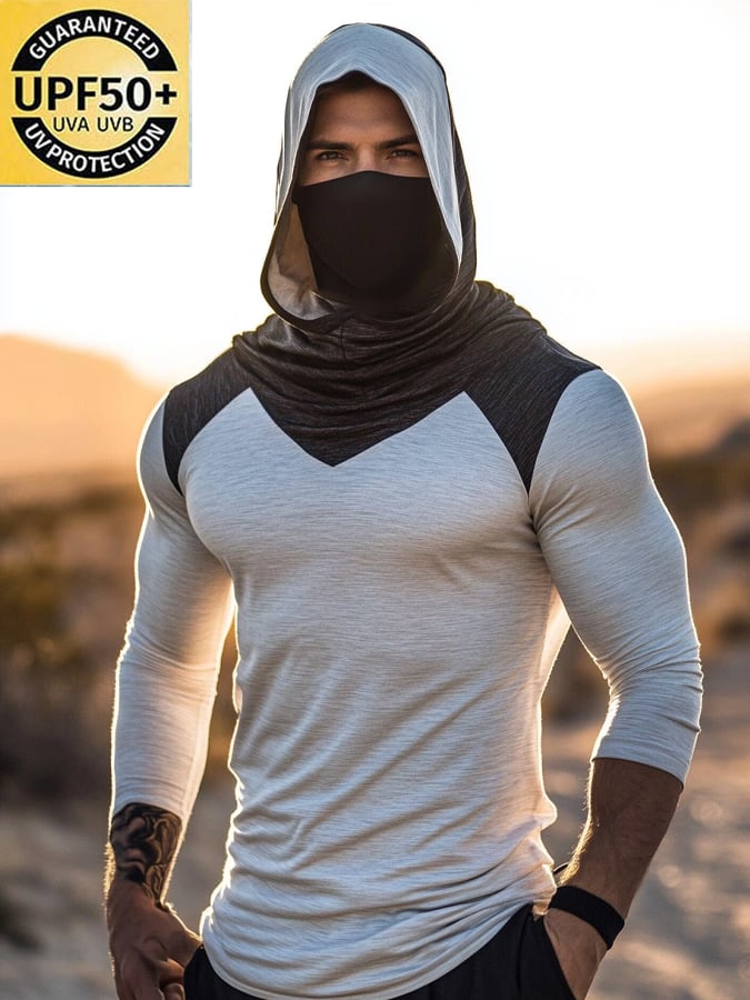 Men's Outdoor Sun Protection Breathable Cool Hooded Sun Protection Long Sleeve Top