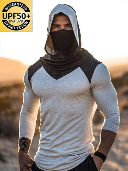 Men's Outdoor Sun Protection Breathable Cool Hooded Sun Protection Long Sleeve Top
