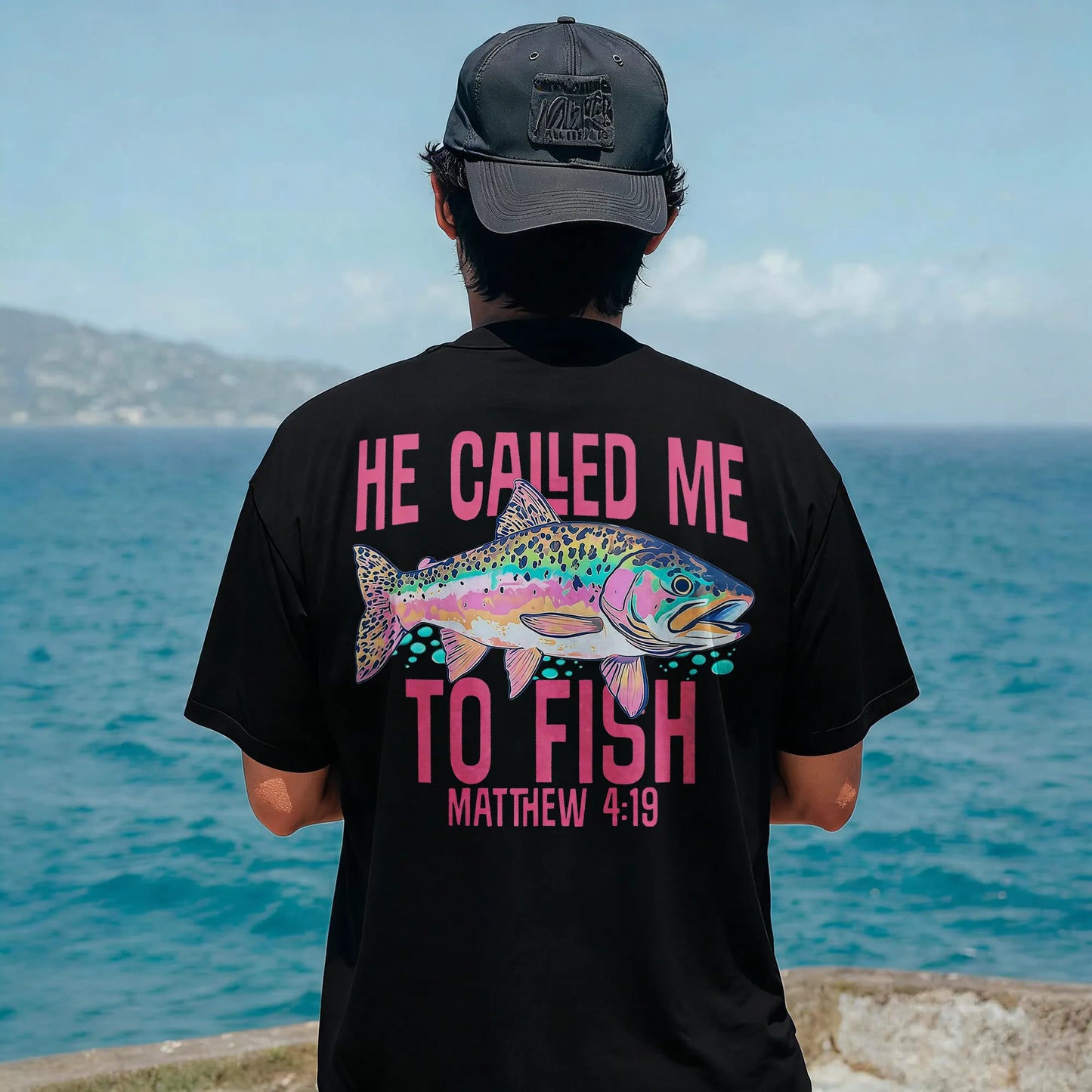 He Called Me To Fish Matthew 4:19 Printed Men's T-shirt