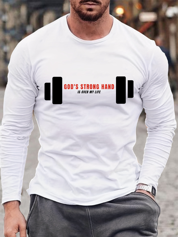 Men's  faith God'S Strong Hand Is Over My Life Long Sleeve T-Shirt