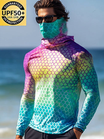 Men's Outdoor Sun Protection Breathable Cool Hooded Sun Protection Long Sleeve Top