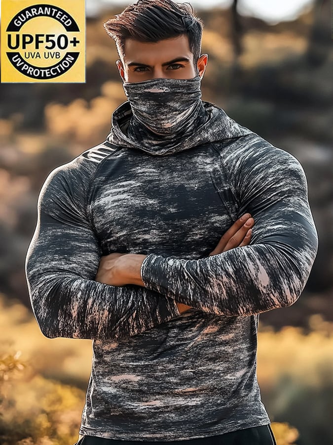 Men's Outdoor Sun Protection Breathable Cool Hooded Sun Protection Long Sleeve Top