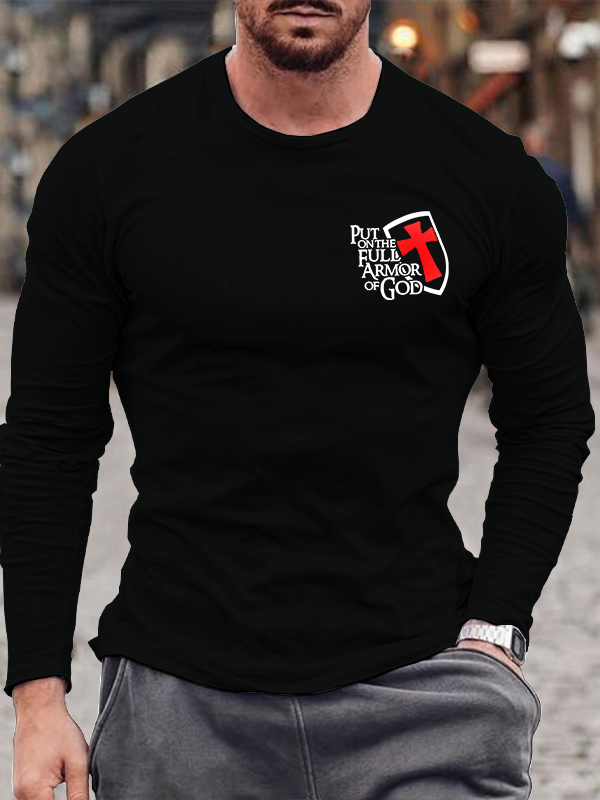 Put On The Full Armor Of God Jesus God Christian Cotton Long Sleeve T-Shirt