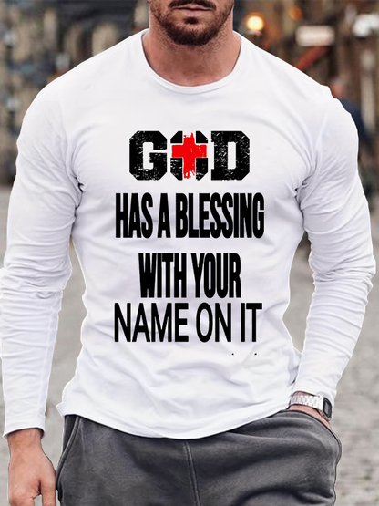 God Has A Blessing With Your Name On It Christian Cotton Long Sleeve T-Shirt