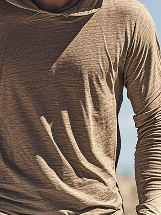 Men's Outdoor Sun Protection Cool Hooded Sun Protection Long Sleeve Top (Without mask)