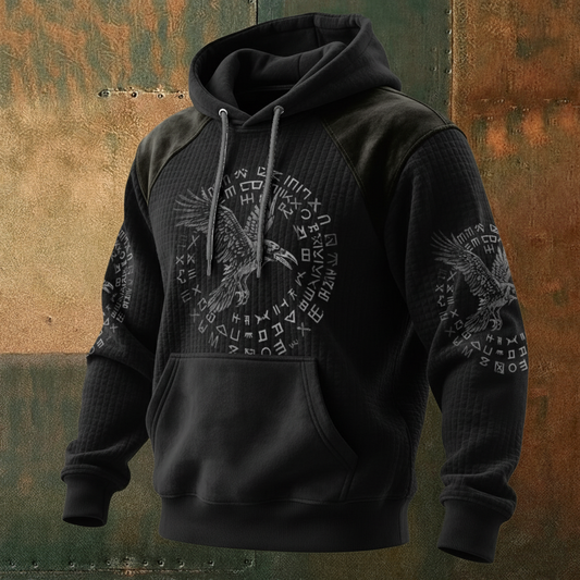 Nordic Viking Vegvísir Raven Valhalla Casual Long-Sleeve Hoodie