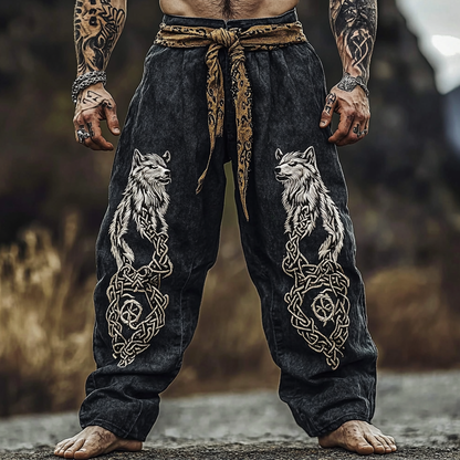 Men's Viking Mythical Vintage Graphics Wolf Fenrir Sweatpants