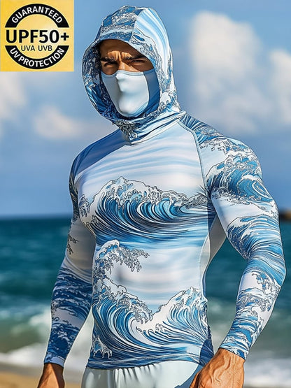 Men's Outdoor Sun Protection Breathable Cool Hooded Sun Protection Long Sleeve Top