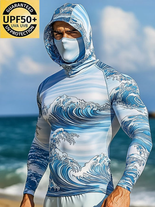Men's Outdoor Sun Protection Breathable Cool Hooded Sun Protection Long Sleeve Top