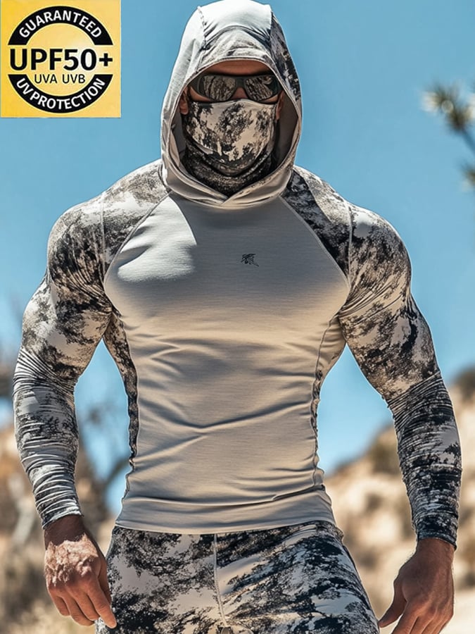 Men's Outdoor Sun Protection Breathable Cool Hooded Sun Protection Long Sleeve Top