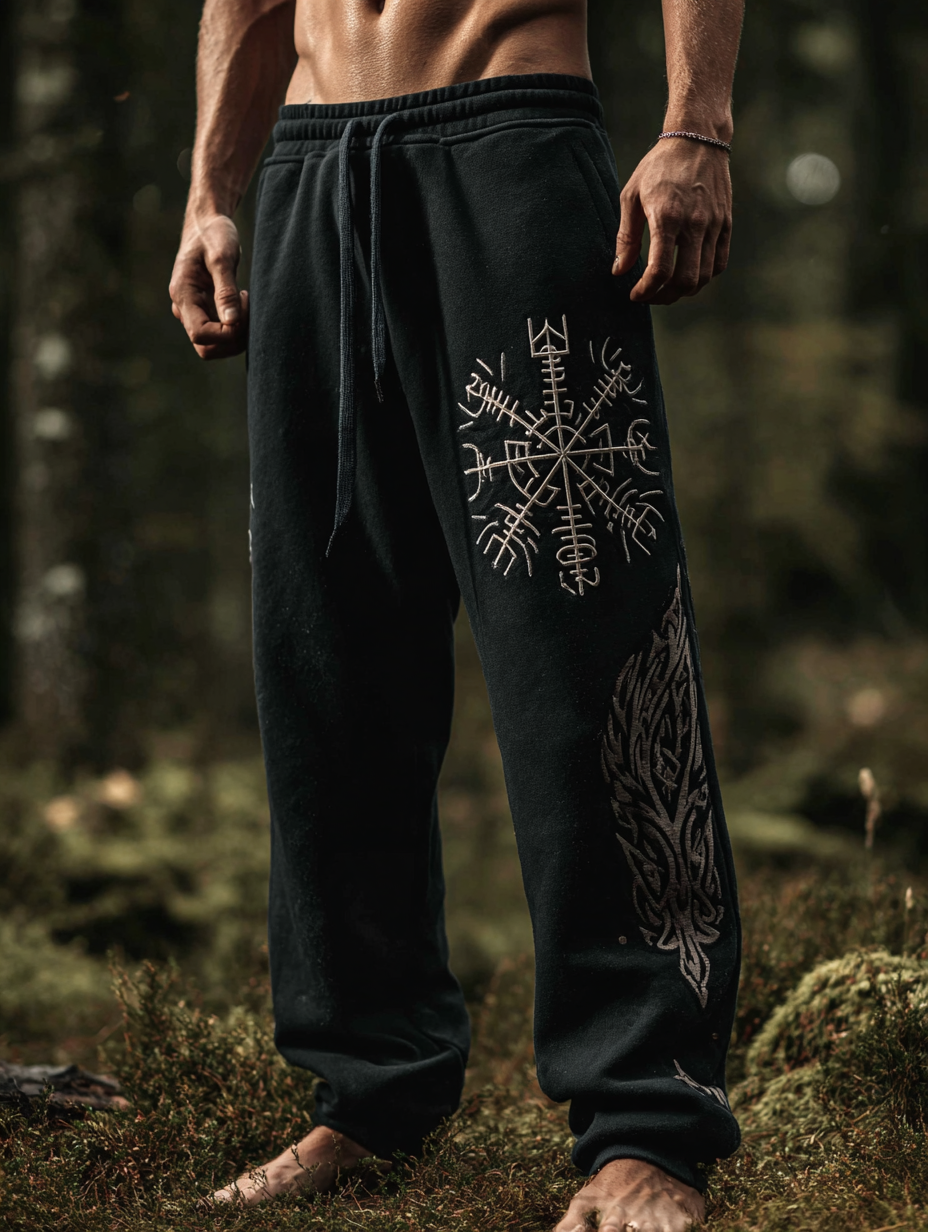 Men's Viking Nordic Vegvisir Runes Totem Sports Pants