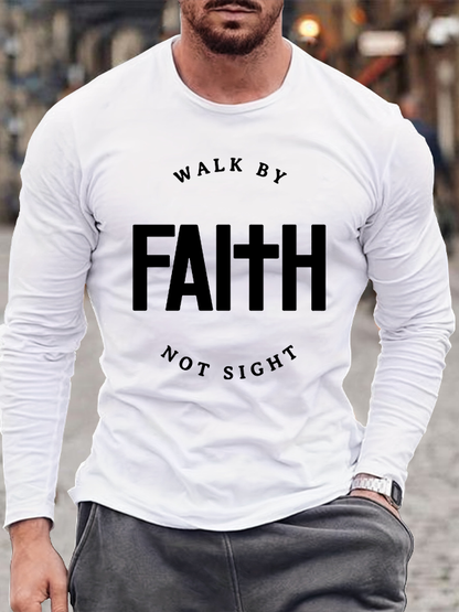 Walk by Faith Christian Cotton Long Sleeve T-Shirt