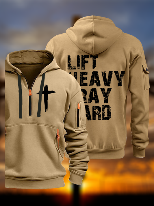 Lift Heavy Pray Hard Gym Jesus God Christian Zipper Hoodies