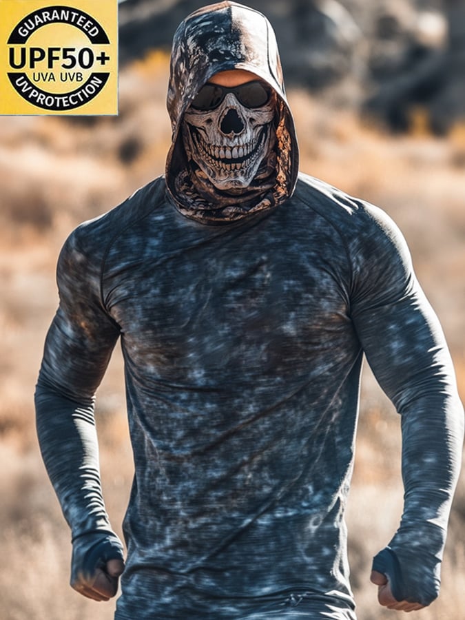 Men's Outdoor Sun Protection Breathable Cool Hooded Sun Protection Long Sleeve Top