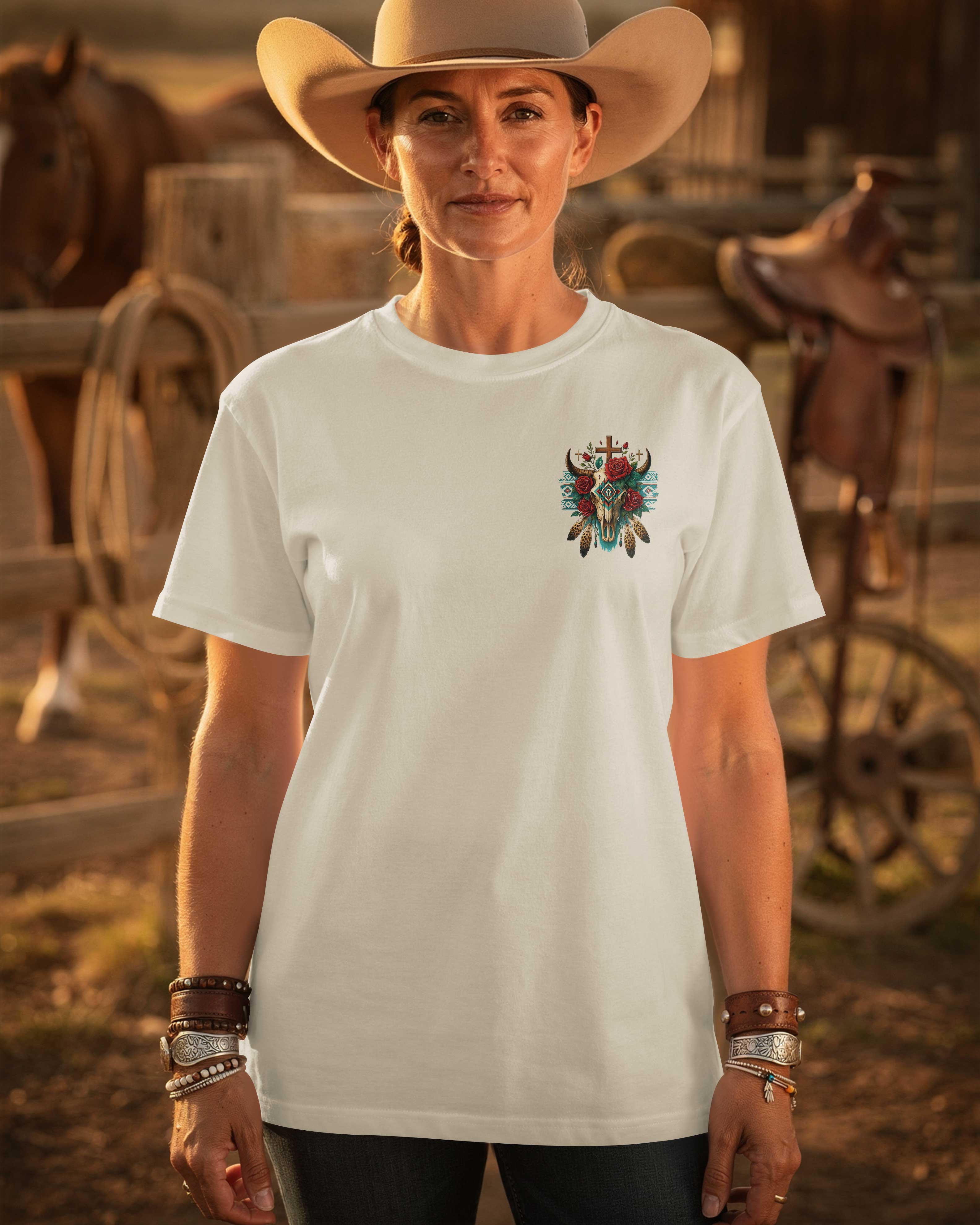 This Western Heart Rides Strong Because Christ Leads My Way T-Shirt
