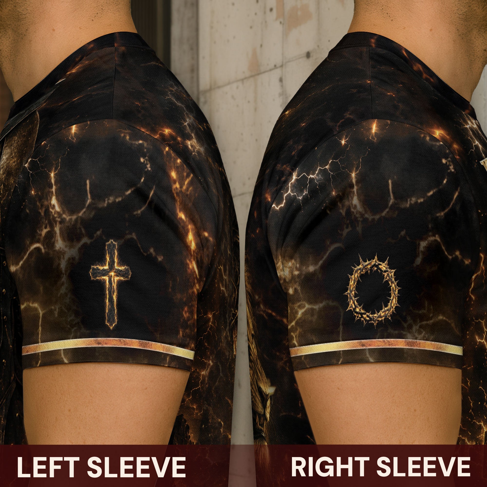 Faith Over Fear Lion Cross Warrior 3D Graphic Christian T Shirt Apparel Men Clothing
