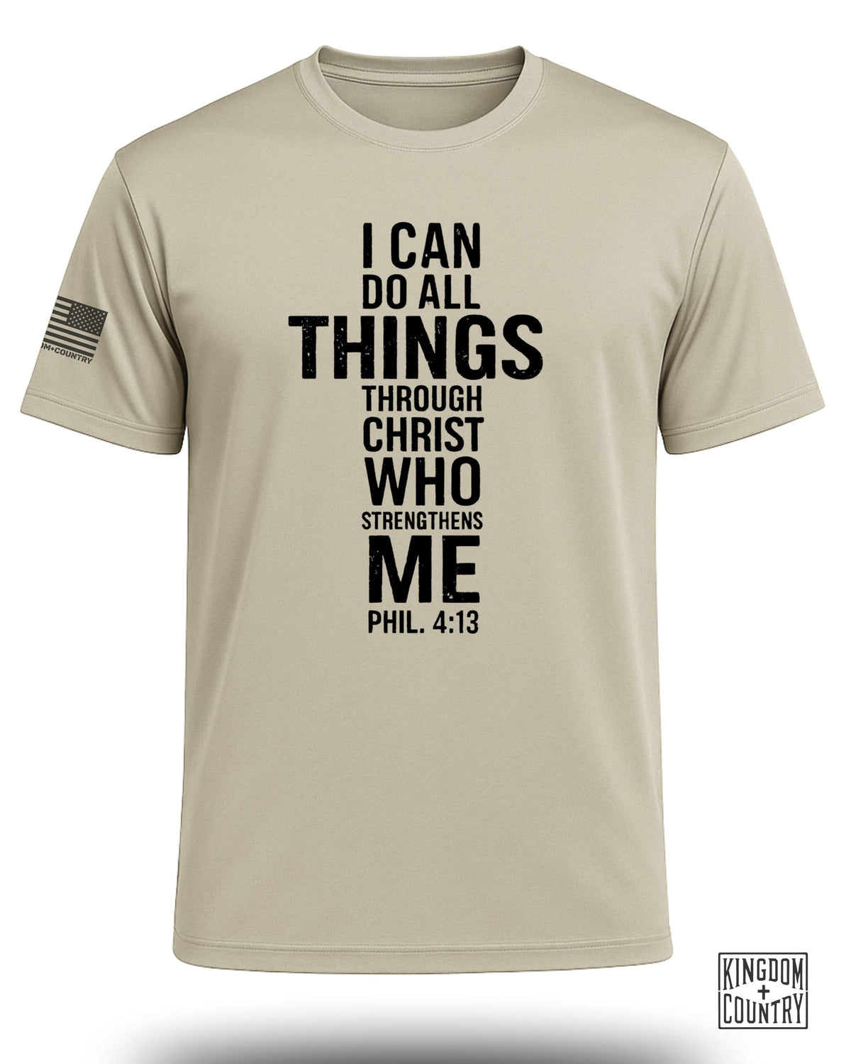 Philippians 4:13 Distressed Cross Performance Shirt