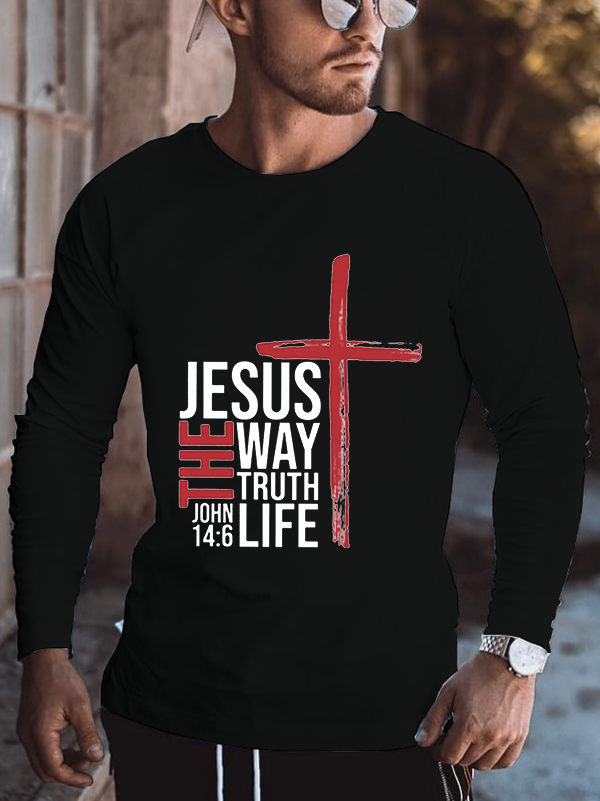 Jesus The Way Truth Life Cotton Long Sleeve T-Shirt