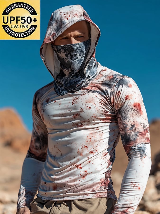 Men's Outdoor Sun Protection Breathable Cool Hooded Sun Protection Long Sleeve Top
