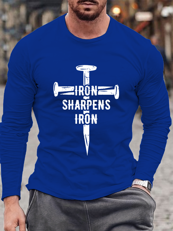 Iron Sharpens Iron Christian Cotton Long Sleeve T-Shirt