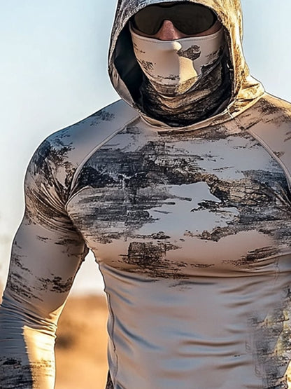 Men's Outdoor Sun Protection Breathable Cool Hooded Sun Protection Long Sleeve Top