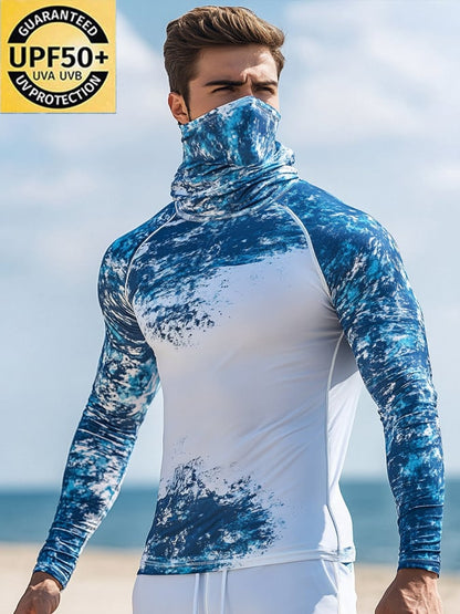 Men's Outdoor Sun Protection Breathable Cool Hooded Sun Protection Long-Sleeved Top
