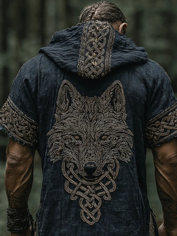 Men's Viking Inspired Celtic Knot Retro Short Sleeve Hoodie