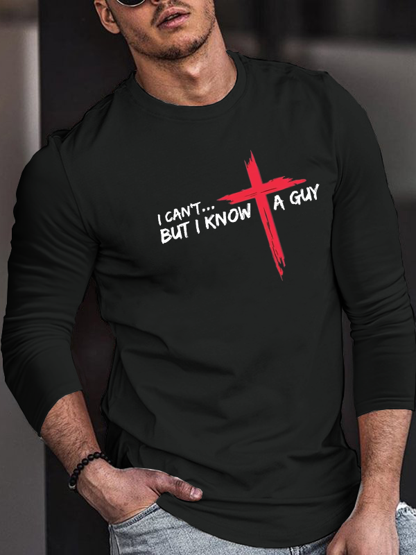 Cross & Letter Long Sleeve T-Shirt