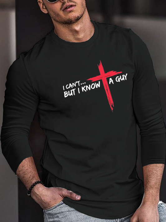 Cross & Letter Long Sleeve T-Shirt